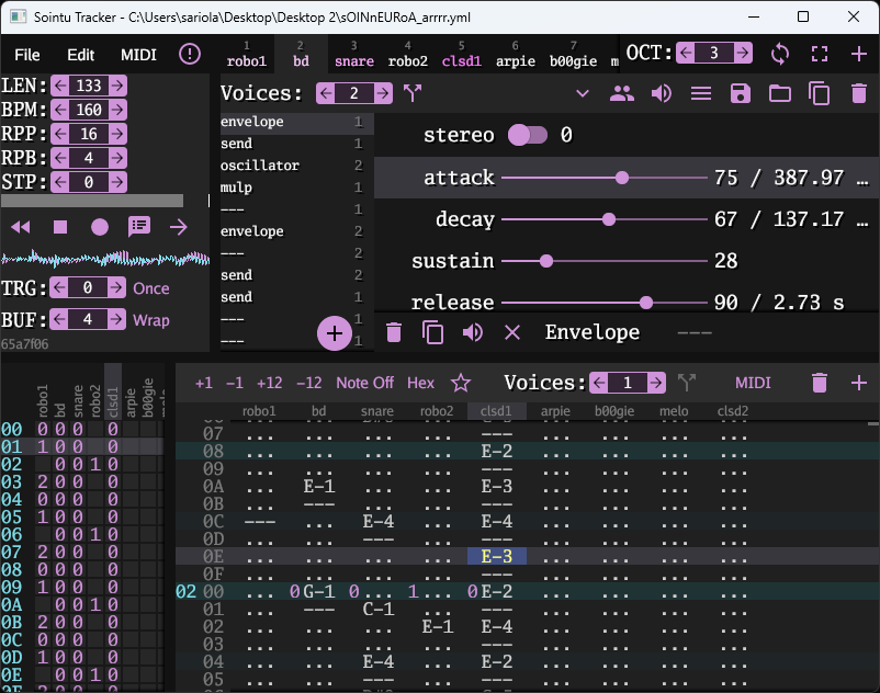Screenshot of the tracker